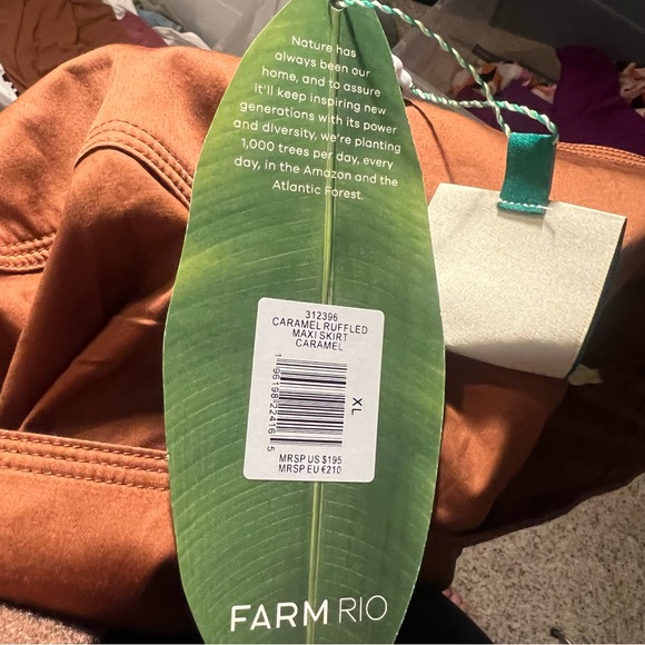 Farm Rio Caramel Ruffled Maxi Skirt A-Line XL - Picture 13 of 14